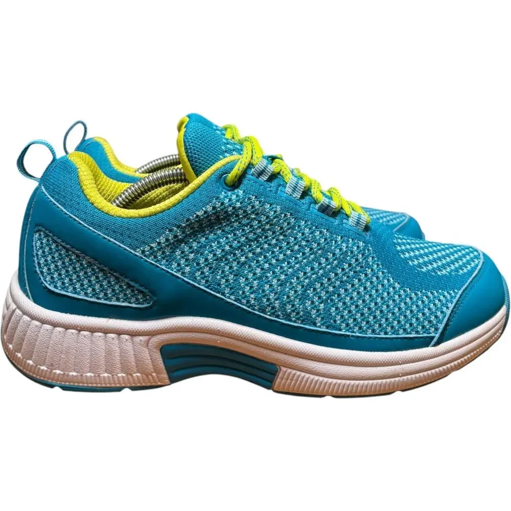 ORTHOFEET 986 Coral Women 8 Orthopedic Walking Sneakers Turquoise Orthotic *READ